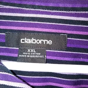 Claiborne XXL men's purple and gray striped  long sleeved button down